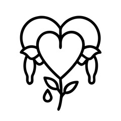 bleeding heart flower line drawn vector art - illustration bleeding heart flower isolated transparent background