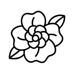 camellia flower line drawn vector art - illustration camellia flower isolated transparent background