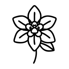 columbine flower line drawn vector art - illustration columbine flower isolated transparent background