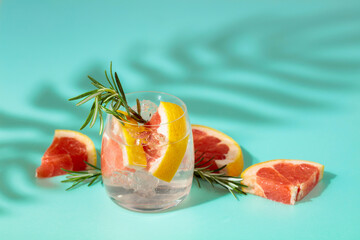 Summer refreshing drink with ice and grapefruit.