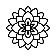 dahlia flower line drawn vector art - illustration dahlia flower isolated transparent background