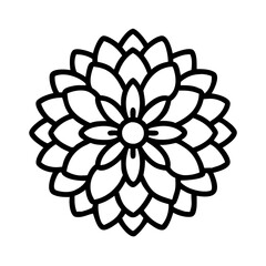dahlia flower line drawn vector art - illustration dahlia flower isolated transparent background