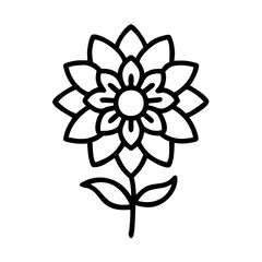 dahlia flower line drawn vector art - illustration dahlia flower isolated transparent background