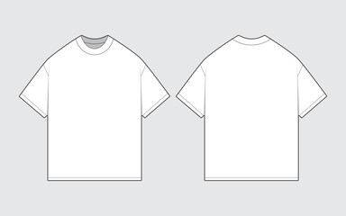 T-shirt White Oversize Mockup Front and Back Vector