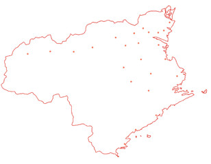 徳島県　地図　白　斑点　イラスト