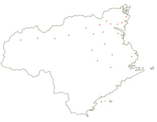 徳島県　地図　白　斑点　イラスト