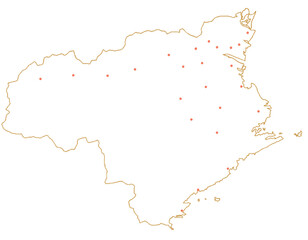 徳島県　地図　白　斑点　イラスト