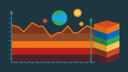 A graph generated from data layers showing the temperature changes within different layers of the Earths crust.. Vector illustration