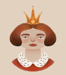 Young Girl with Crown and Royal Expression