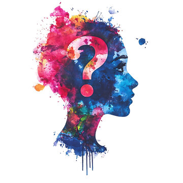 recommend clip art: Colorful woman's profile with question mark