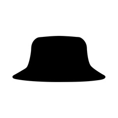 Fototapeta premium Black Silhouette Bucket Hat Illustration on White Background, Isolated Image Style