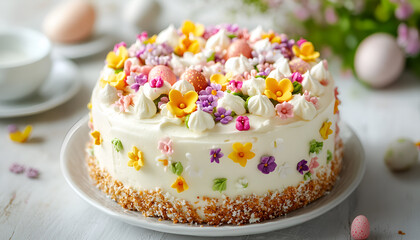 Tasty easter cake tasty easter cake decorated with flowers