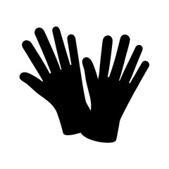 Protective Gloves Icon Two Black Gloves Side by Side with Fingers Extended