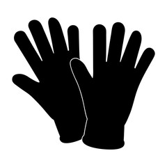 Protective Gloves Icon Two Black Gloves Side by Side with Fingers Extended