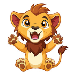Cute cartoon lion cub