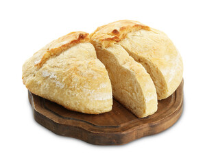 Pieces of fresh bread isolated on white