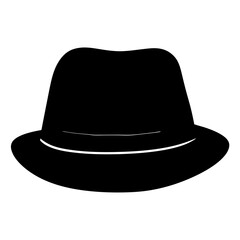 Silhouette of a classic fedora hat with a white stripe detail