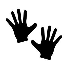Two black handprints in the open palm position against a white backdrop
