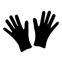 Silhouette of two black gloves against a white background offering protection