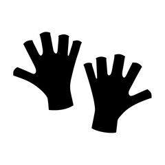 Two black gloves isolated on white background in abstract minimalist style