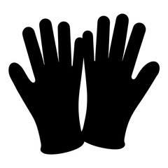 Two solid black glove shapes lying side by side on white background