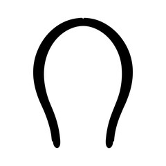 Minimalist illustration of a circular, horseshoe shaped black line on white background