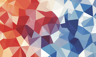 Obraz premium Vibrant Abstract Delaunay Voronoi Triangulated Geometric Background in Red and Blue Hues