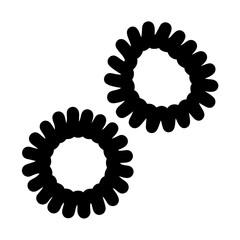 Two black spiral hair ties isolated on white background represent hair styling