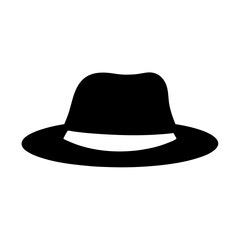 Black fedora hat illustration with white band for vintage fashion