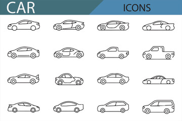 Automobile Icons - Detailed Vector Cars in Different Angles for Digital Design and Graphic Use