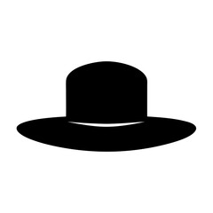 Simplified black silhouette of a vintage bowler hat on a white background