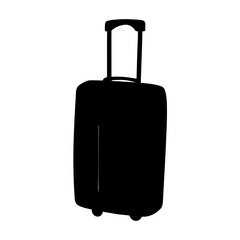 Silhouette of a modern rolling suitcase ready for travel and adventure