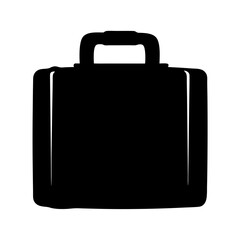 Black and white silhouette illustration of a suitcase or briefcase object