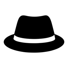 Stylish black fedora hat with a contrasting white band illustration