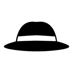 Stylized illustration of a black fedora hat with a white band