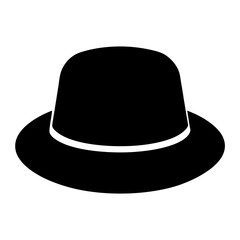Sleek and classic bowler hat illustration with a distinct white band accent