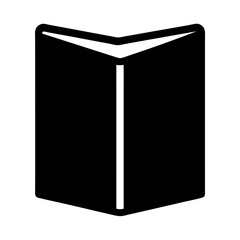 Simple Black and White Illustration of an Open Book with Rounded Edges