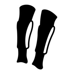 Black silhouette illustration of a pair of hockey shin guards equipment