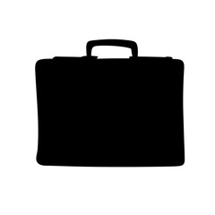 Simple solid black silhouette of a business briefcase for documents and laptops