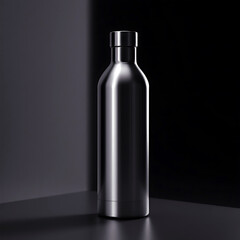 Silver water bottle mockup