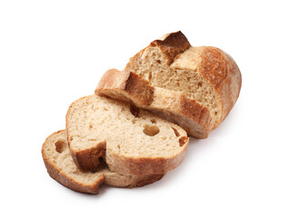 Pieces of fresh bread isolated on white