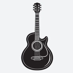 guitar silhouette vector art illustration, acoustic guitar vector illustration