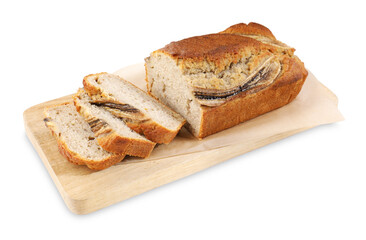 Pieces of banana bread isolated on white