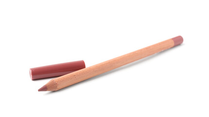 One lip pencil isolated on white. Cosmetic product