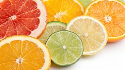 Obraz premium Vibrant citrus slices grapefruit, lime, lemon and orange