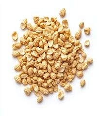 Isolated on a white background: peeled, unpeeled, and whole shell peanuts