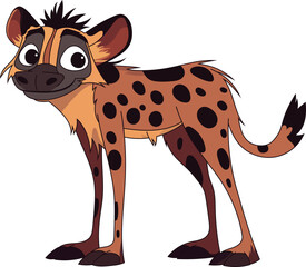 Stylized Cartoon Hyena: A charming animated hyena with distinctive spots, presented in a colorful and appealing character design.