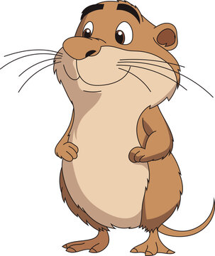 cartoon brown otter smiling standing clip art preview