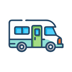 Camper Van Icon Representing Mobile Home Travel and Road Trip