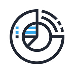 Circular Pie Chart Icon Representing Data Analysis and Statistical Reporting